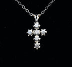 Sterling Silver Rhinestone Crucifix on Sterling Silver Chain Necklace - 19"