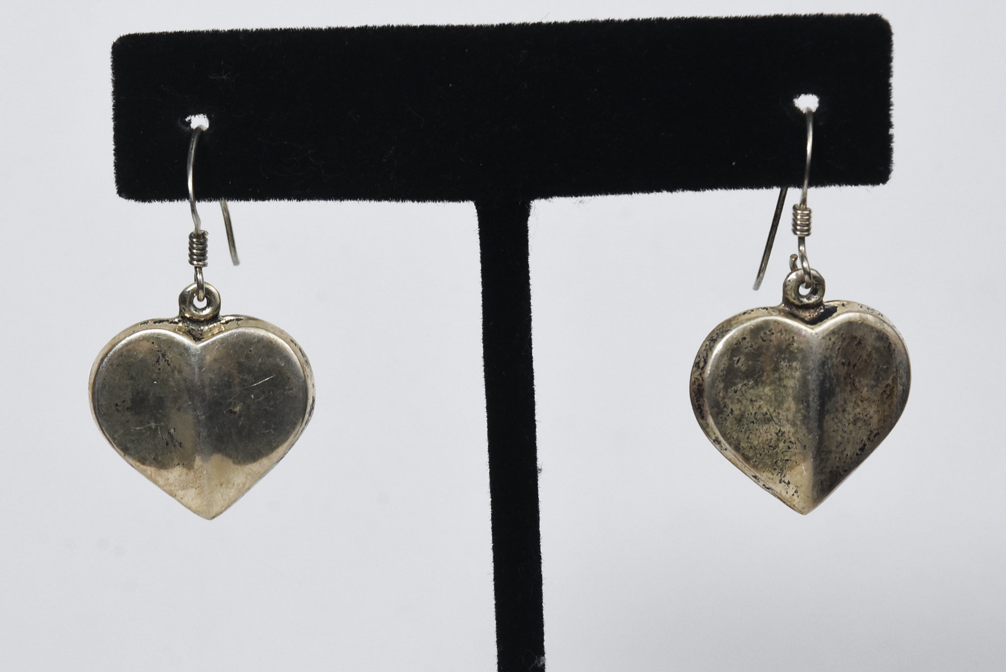 Vintage Sterling Silver Dangle Heart Earrings