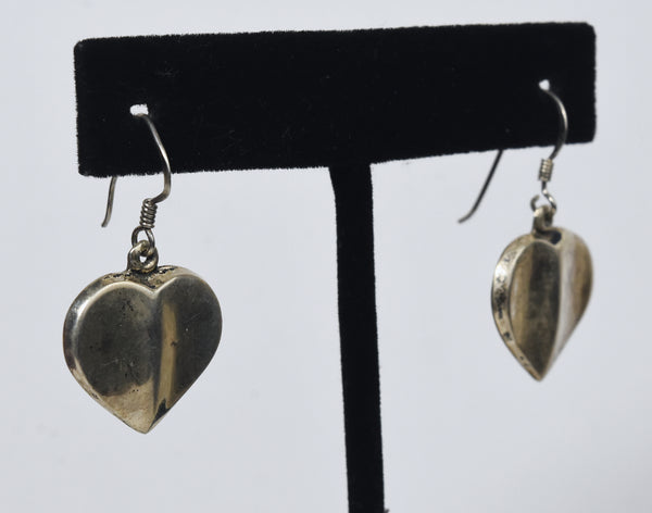 Vintage Sterling Silver Dangle Heart Earrings