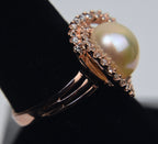 Rose Gold Tone Sterling Silver Pearl Ring - Size 8