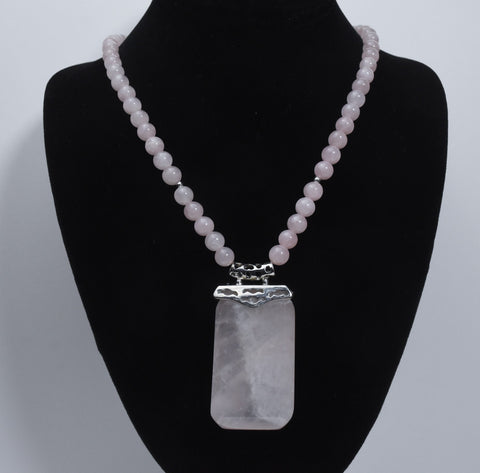 Rose Quartz Pendant Rose Quartz Bead Necklace