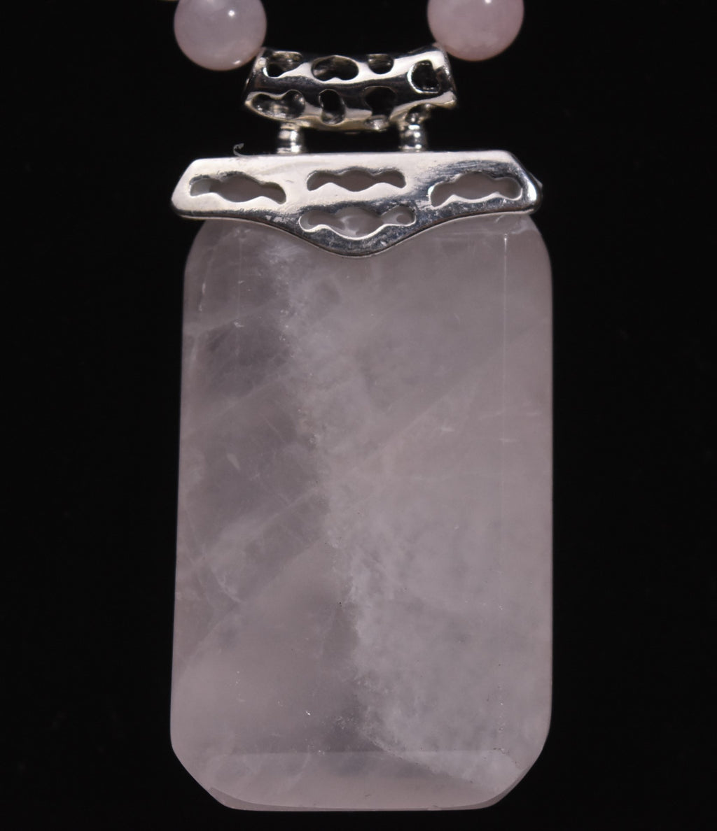 Rose Quartz Pendant Rose Quartz Bead Necklace
