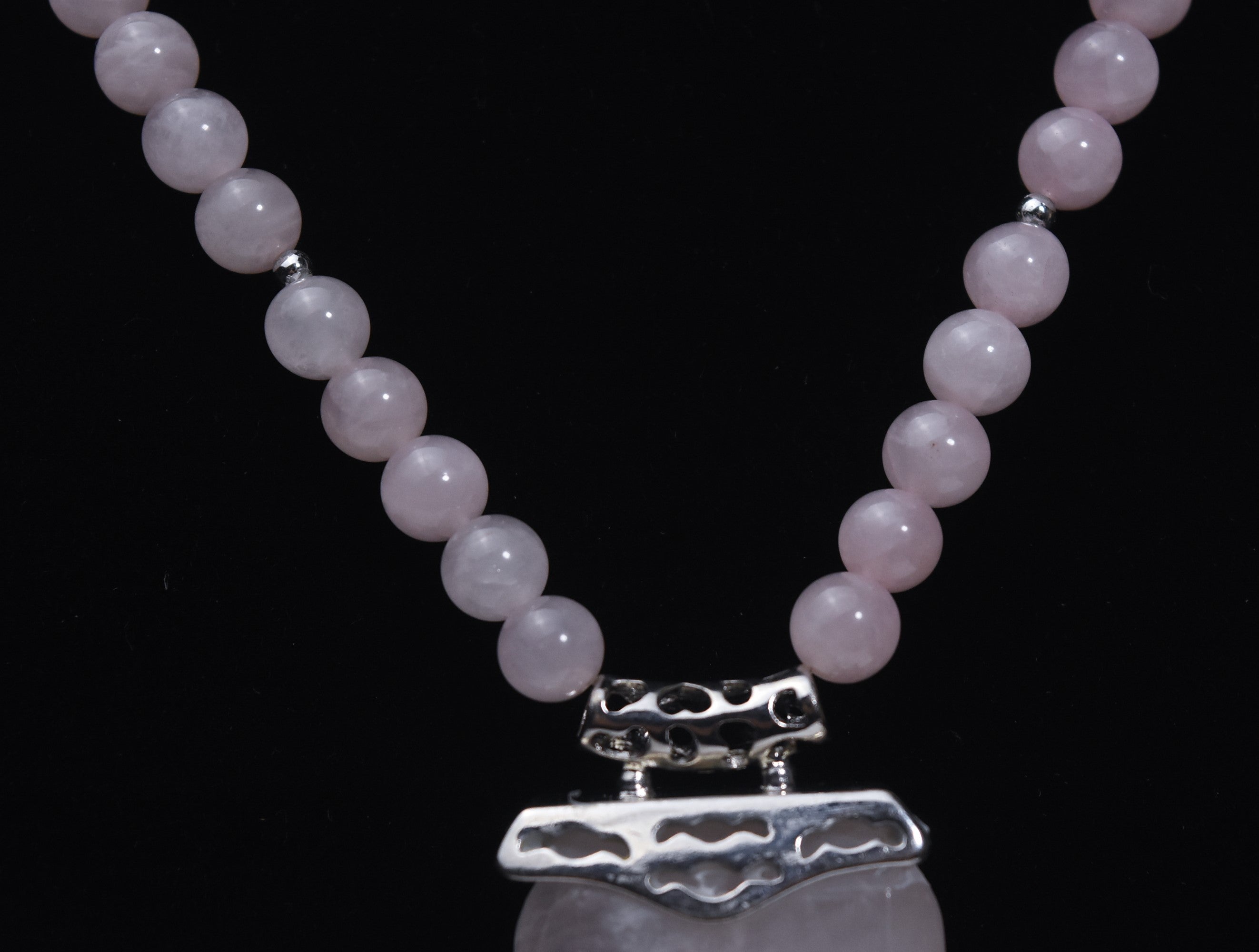 Rose Quartz Pendant Rose Quartz Bead Necklace
