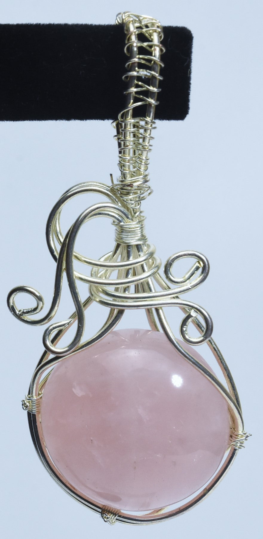 Rose Quartz Silver Wire Wrapped Pendant