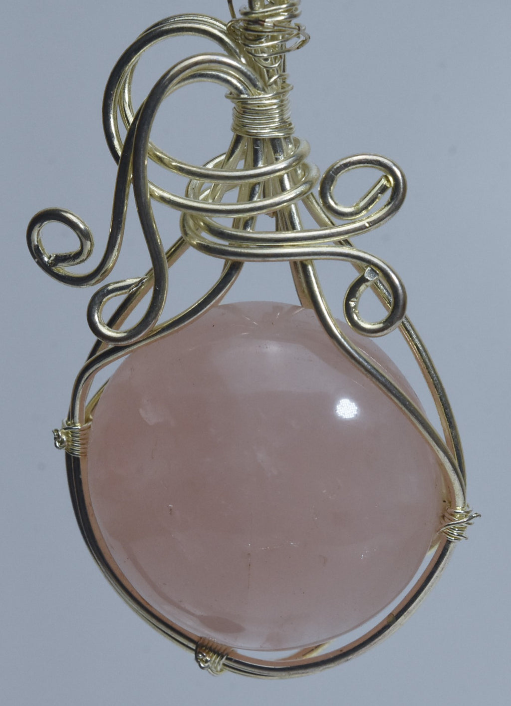Rose Quartz Silver Wire Wrapped Pendant