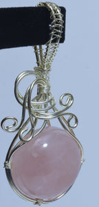 Rose Quartz Silver Wire Wrapped Pendant