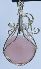 Rose Quartz Silver Wire Wrapped Pendant