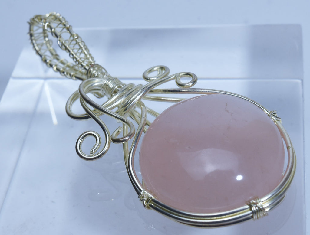 Rose Quartz Silver Wire Wrapped Pendant