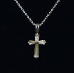 Ross-Simons - Sterling Silver Cubic Zirconia Cross Pendant on Sterling Silver Chain Necklace