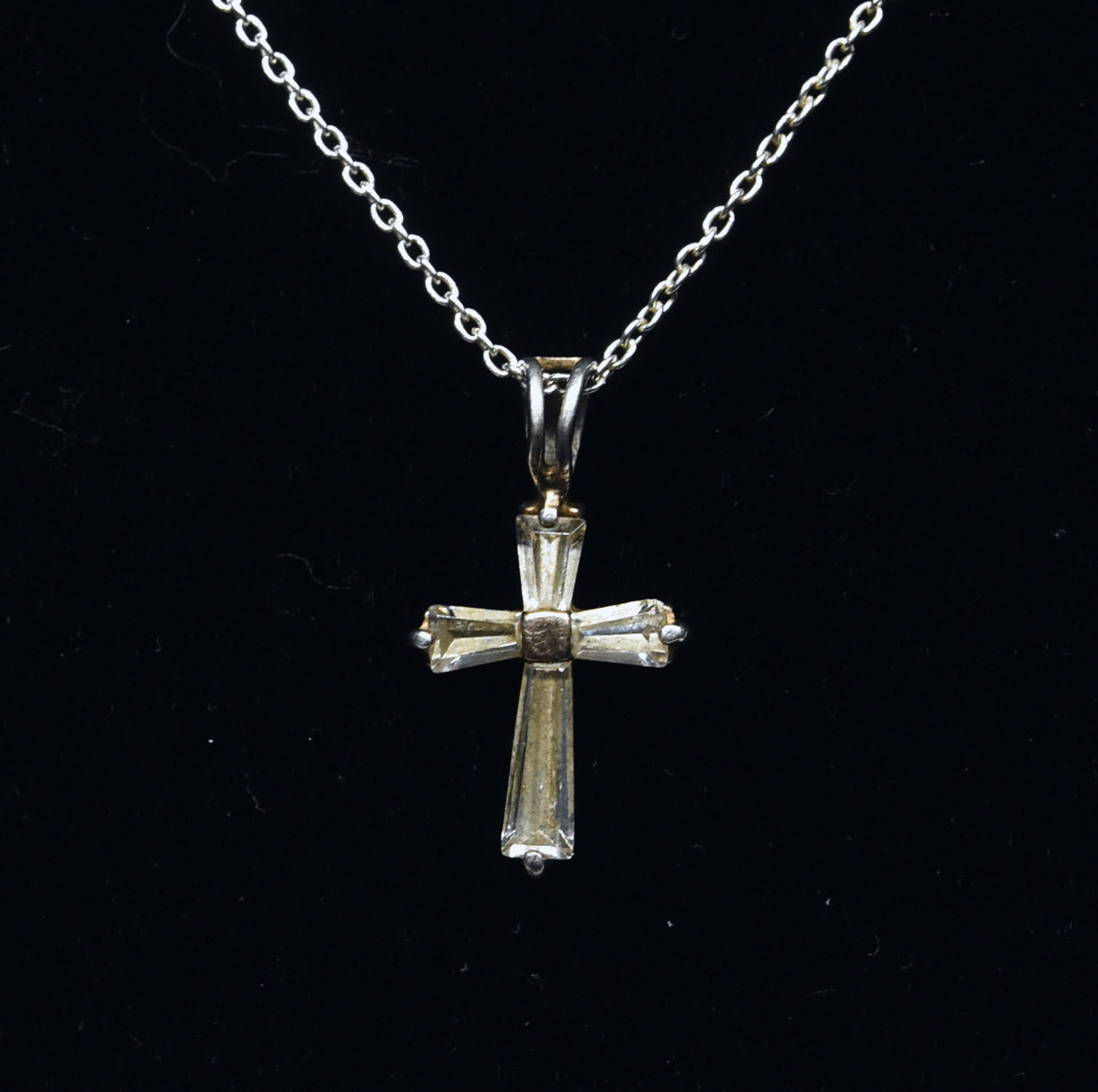 Ross-Simons - Sterling Silver Cubic Zirconia Cross Pendant on Sterling Silver Chain Necklace