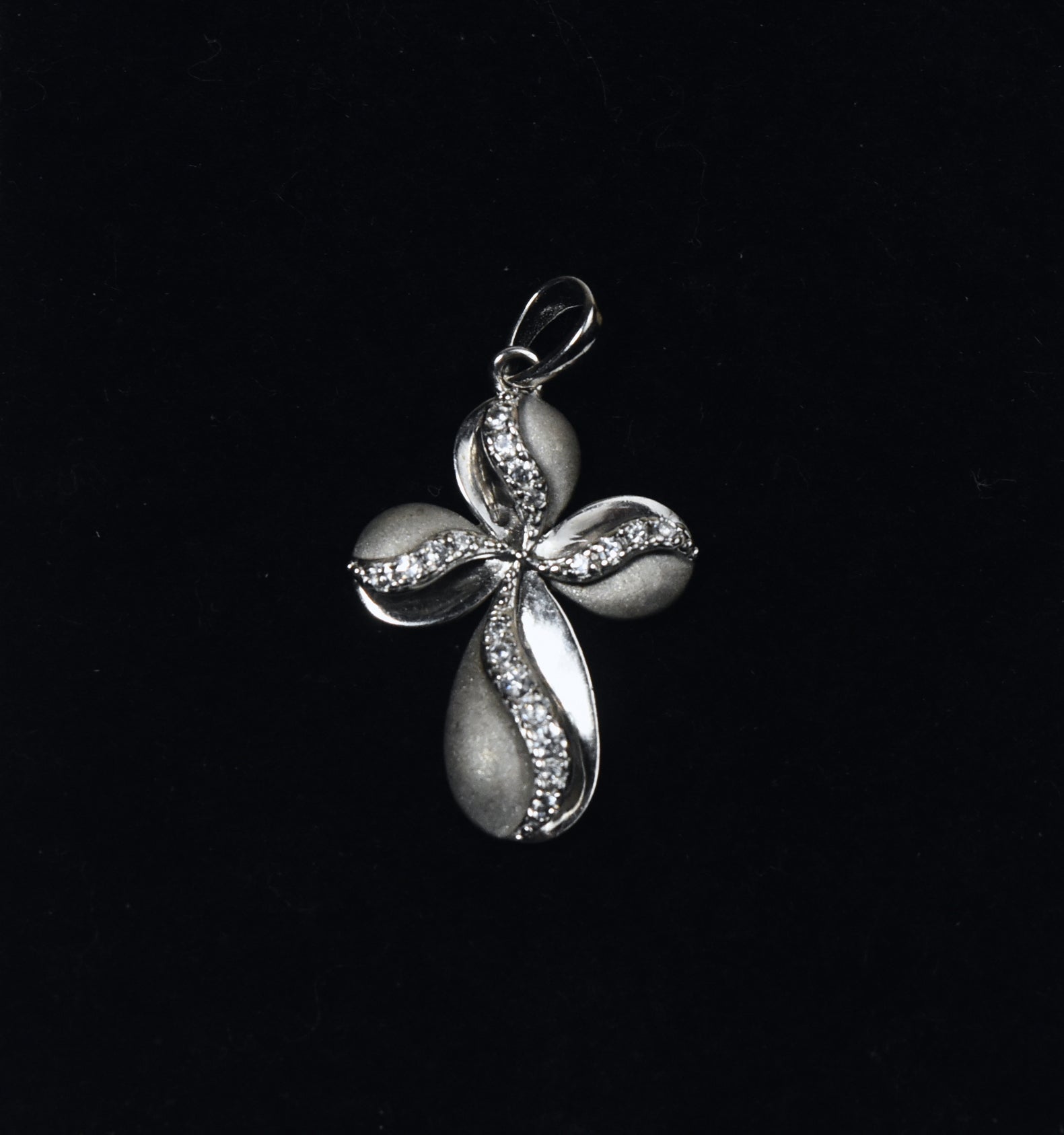 Ross-Simons - Sterling Silver and Cubic Zirconia Cross Pendant