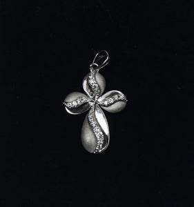 Ross-Simons - Sterling Silver and Cubic Zirconia Cross Pendant