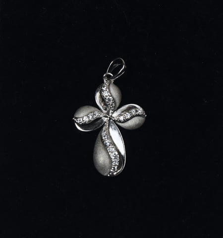 Ross-Simons - Sterling Silver and Cubic Zirconia Cross Pendant