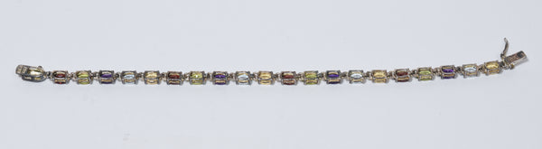 Ross-Simons - Sterling Silver Multi Gemstone Link Bracelet