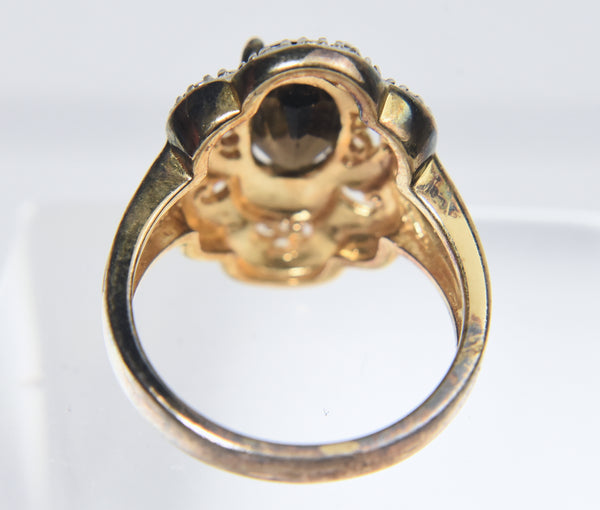 Ross-Simons - Gold Tone Sterling Silver Smoky Quartz and Diamond Cocktail Ring - Size 8