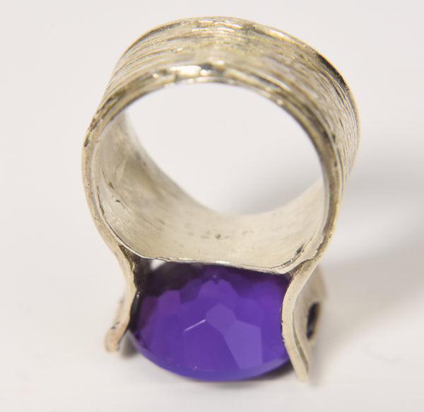Beautiful Amethyst Sterling Silver Ring - Size 7.5