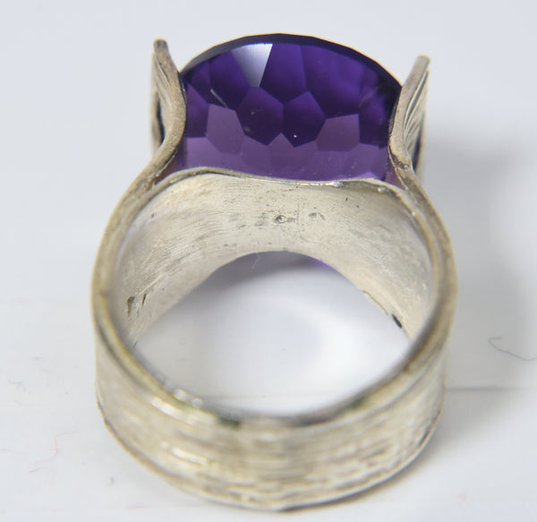 Beautiful Amethyst Sterling Silver Ring - Size 7.5