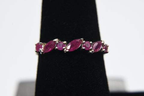 Sterling Silver Rubies Ring - Size 7