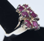 Vintage Rubies Sterling Silver Cocktail Ring - Size 8.5