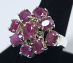 Vintage Rubies Sterling Silver Cocktail Ring - Size 8.5