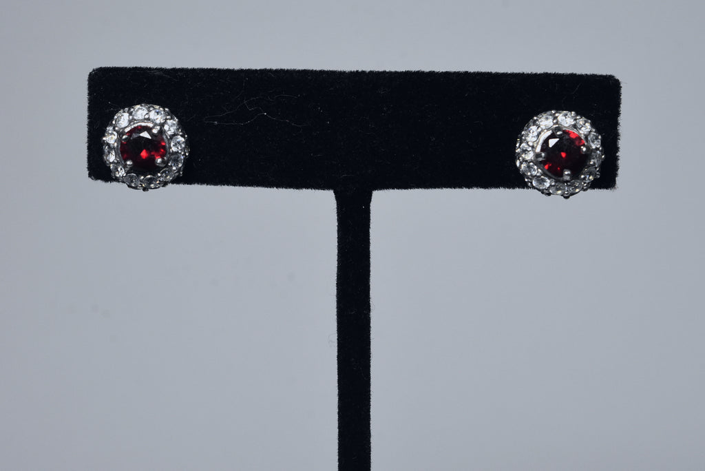 Elegant Ruby Sterling Silver Stud Earrings