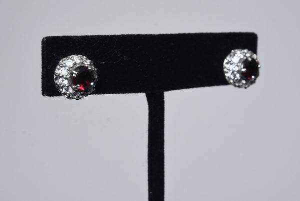 Elegant Ruby Sterling Silver Stud Earrings