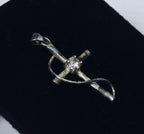 Vintage Sterling Silver Cross Pendant with Cut Rhinestone