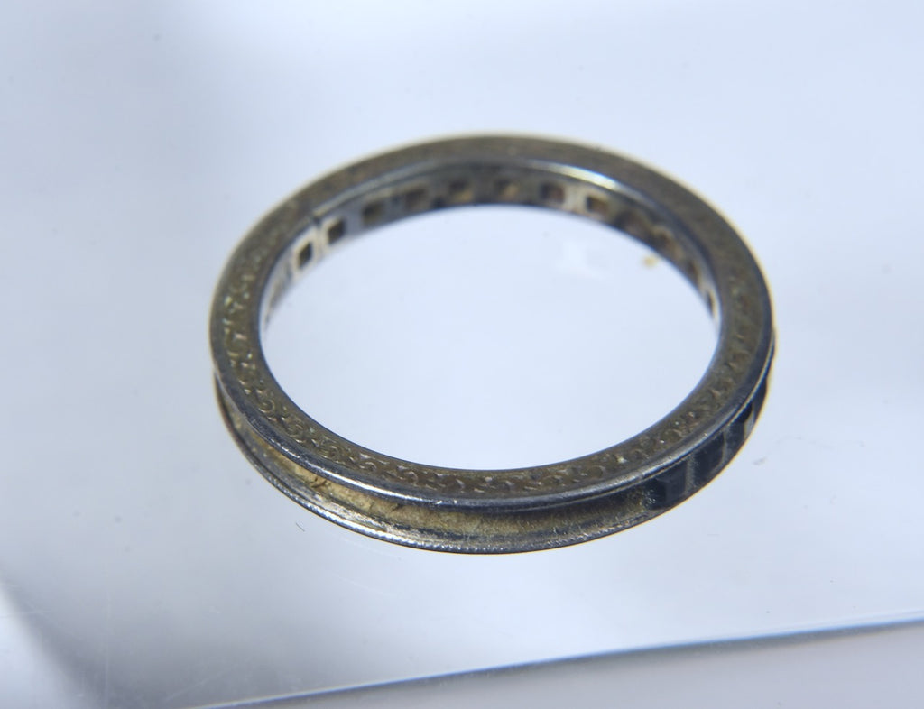 Vintage Sterling Silver Band with Channel Set Square Gemstones (Missing Stones) - Size 6.5
