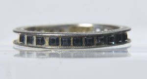 Vintage Sterling Silver Band with Channel Set Square Gemstones (Missing Stones) - Size 6.5