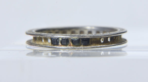 Vintage Sterling Silver Band with Channel Set Square Gemstones (Missing Stones) - Size 6.5