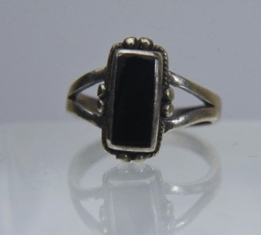 Vintage Sterling Silver Black Onyx Ring - Size 5