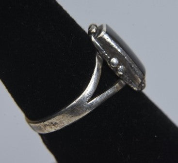 Vintage Sterling Silver Black Onyx Ring - Size 5