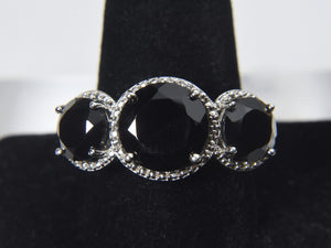 Sterling Silver Black Tourmaline Ring - Size 10.25