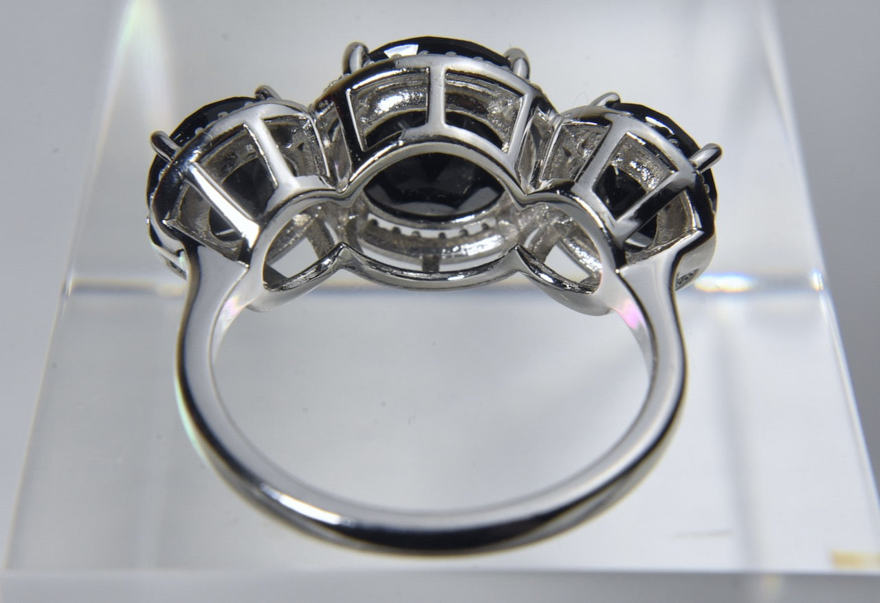 Sterling Silver Black Tourmaline Ring - Size 10.25