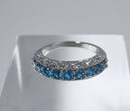 Sterling Silver Ring Set with Blue Stones - Size 8