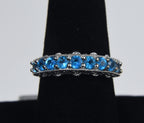 Sterling Silver Ring Set with Blue Stones - Size 8