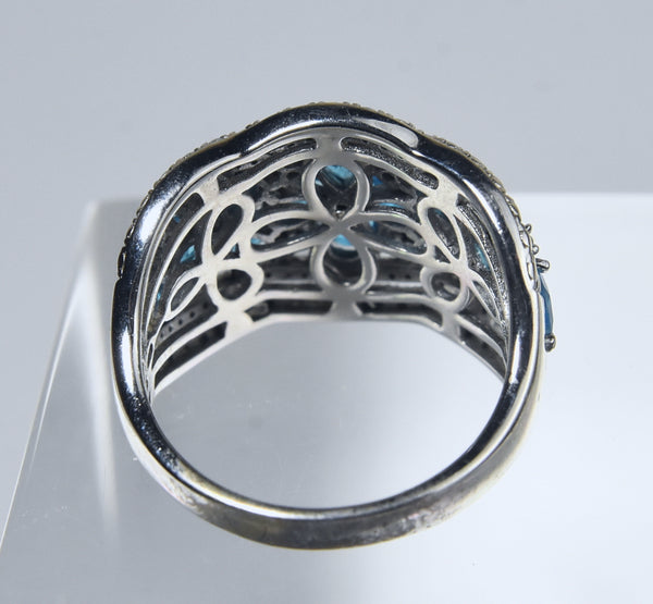 Sterling Silver Blue Topaz Ring - Size 8