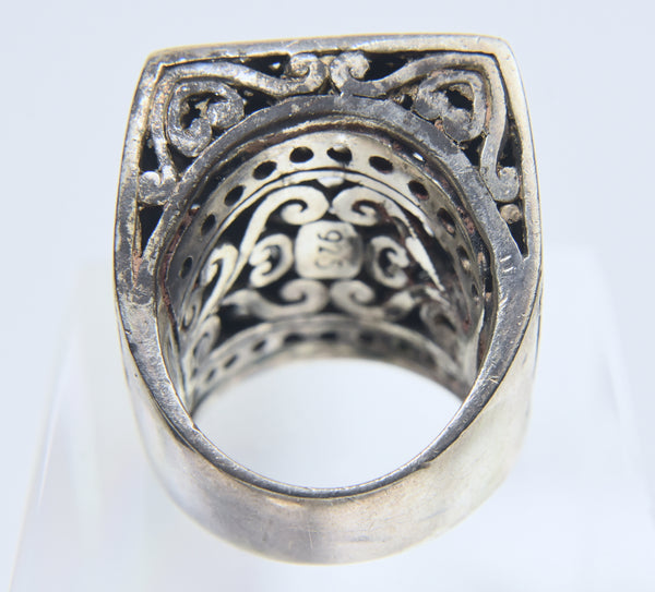 Silver Druze Sterling Silver Organic Form Ring - Size 8.75
