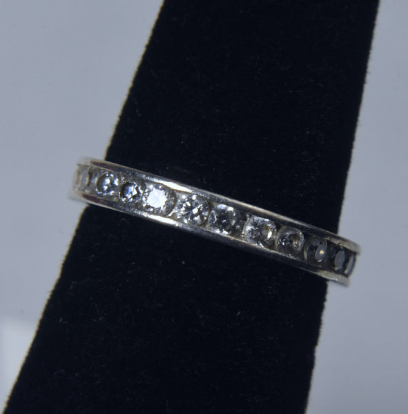Sterling Silver Channel Set Cubic Zirconia Band - Size 4.25