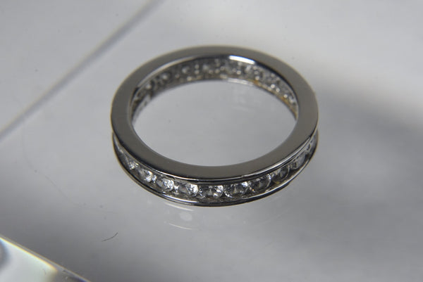 Sterling Silver Channel Set Cubic Zirconia Band - Size 5.25