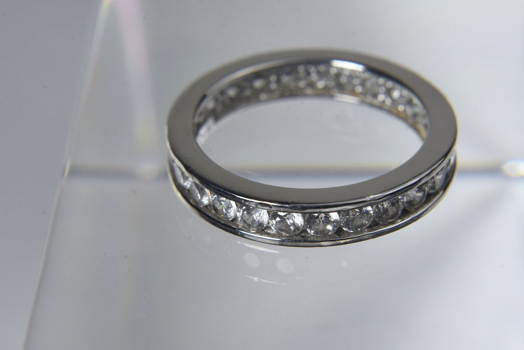 Sterling Silver Channel Set Cubic Zirconia Band - Size 5.25
