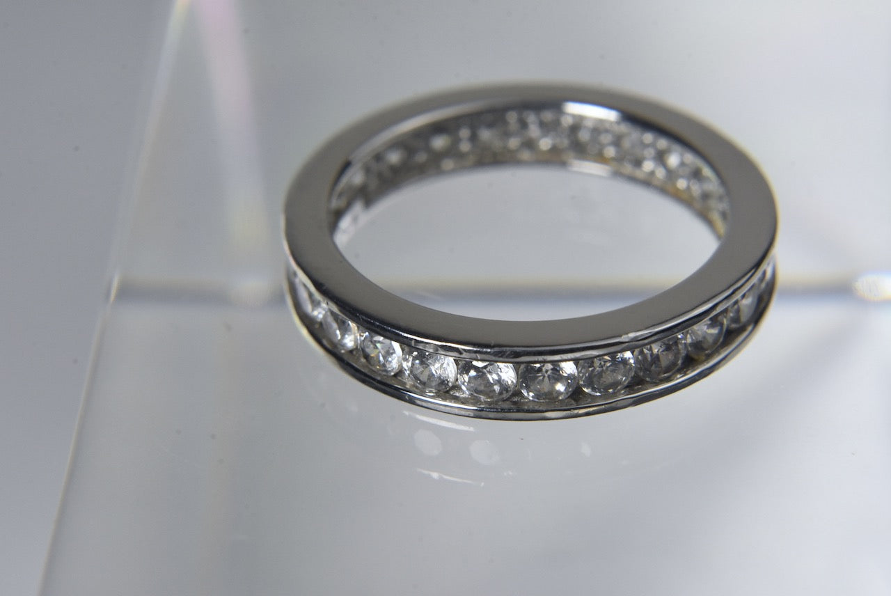 Sterling Silver Channel Set Cubic Zirconia Band - Size 5.25
