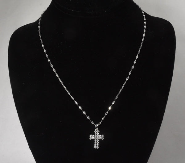 Sterling Silver Cubic Zirconia Crucifix Pendant on Milor Sterling Silver Twisted Rope Link Chain Necklace
