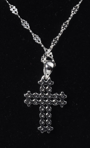 Sterling Silver Cubic Zirconia Crucifix Pendant on Milor Sterling Silver Twisted Rope Link Chain Necklace