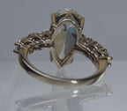 Large Pear Cut Cubic Zirconia Sterling Silver Ring - Size 6