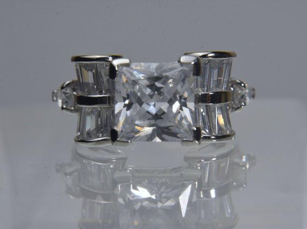 Ross-Simons - Sterling Silver Cubic Zirconia Unique Style Ring - Size 6.25