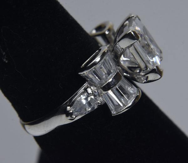 Ross-Simons - Sterling Silver Cubic Zirconia Unique Style Ring - Size 6.25