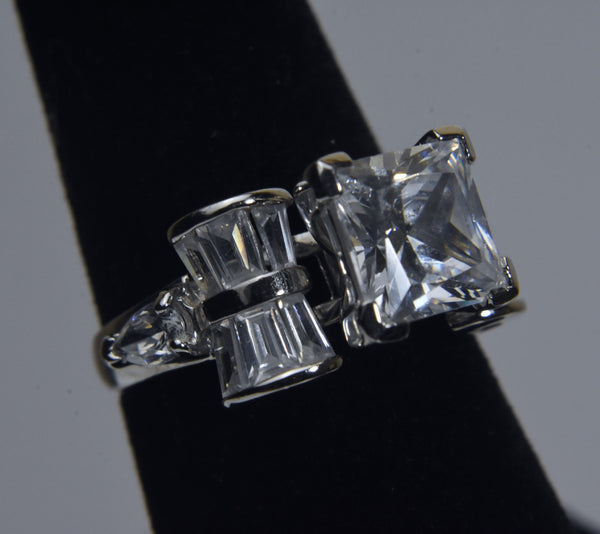 Ross-Simons - Sterling Silver Cubic Zirconia Unique Style Ring - Size 6.25