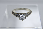 Sterling Silver Pierced Shank Cubic Zirconia Ring - Size 7.75
