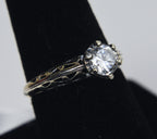 Sterling Silver Pierced Shank Cubic Zirconia Ring - Size 7.75